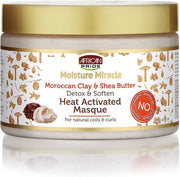 AFRICAN PRIDE – Moisture Miracle Morrocan Clay and Shea Butter Heat Activated Masque (340g) Máscara de Argila e Manteiga de Karité para Activação de Calor