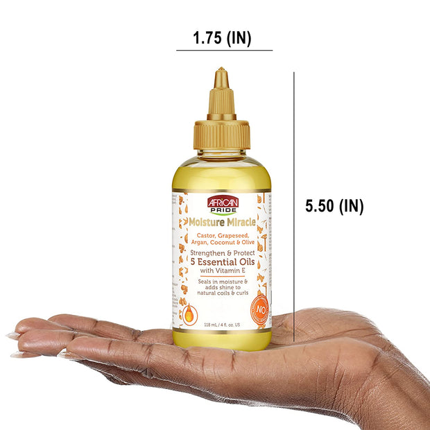 AFRICAN PRIDE – Moisture Miracle 5 Essential Oils & Vitamin E (118ml) Óleo de Vitamina E e 5 Óleos Essenciais