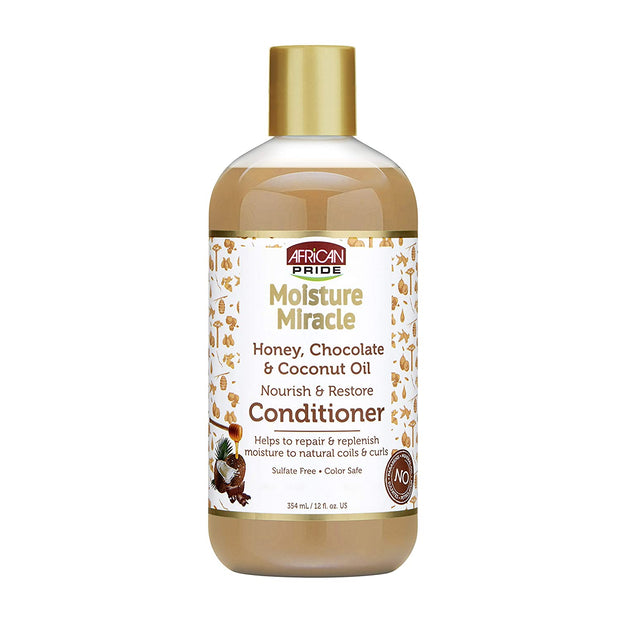 AFRICAN PRIDE – Moisture Miracle Honey, Chocolate & Coconut Oil Conditioner (354ml) Condicionador de Mel, Chocolate e Óleo de Coco