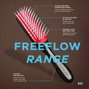 DENMAN D31 Freeflow Styling Brush Black - Escova D31 Preta Clássica